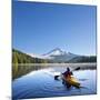 A Woman in a Sea Kayak Paddles on Trillium Lake, Oregon, USA-Gary Luhm-Mounted Photographic Print