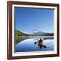 A Woman in a Sea Kayak Paddles on Trillium Lake, Oregon, USA-Gary Luhm-Framed Photographic Print