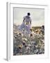 A Woman in a White Victorian Dress, Walking Among Camomile Flowers on a Meadow on a Sunny Day-Malgorzata Maj-Framed Photographic Print