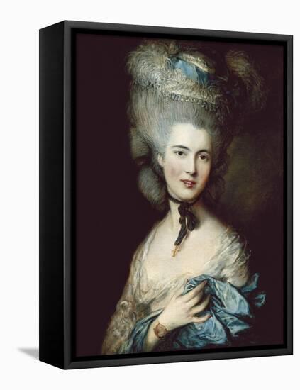 A Woman in Blue (Portrait of the Duchess of Beaufort)-Thomas Gainsborough-Framed Stretched Canvas