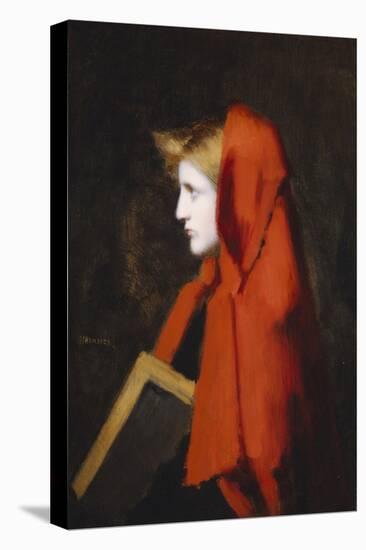 A Woman in Profile Holding a Book-Jean Jacques Henner-Stretched Canvas