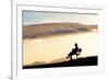 A Woman in Silhouette Sits on a Bench Along the Shelf Road Trail in Ojai California-Bennett Barthelemy-Framed Photographic Print