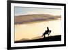 A Woman in Silhouette Sits on a Bench Along the Shelf Road Trail in Ojai California-Bennett Barthelemy-Framed Photographic Print