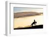 A Woman in Silhouette Sits on a Bench Along the Shelf Road Trail in Ojai California-Bennett Barthelemy-Framed Photographic Print