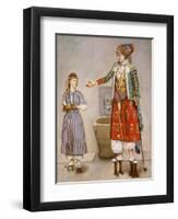 A Woman in Turkish Costume in a Hamam Instructing Her Servant-Jean-Etienne Liotard-Framed Giclee Print