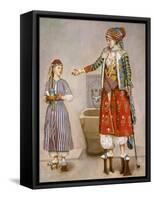 A Woman in Turkish Costume in a Hamam Instructing Her Servant-Jean-Etienne Liotard-Framed Stretched Canvas