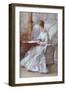 A Woman in White Writing at a Desk, C1864-1930-Anna Lea Merritt-Framed Giclee Print