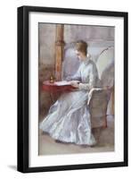 A Woman in White Writing at a Desk, C1864-1930-Anna Lea Merritt-Framed Giclee Print