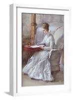 A Woman in White Writing at a Desk, C1864-1930-Anna Lea Merritt-Framed Giclee Print
