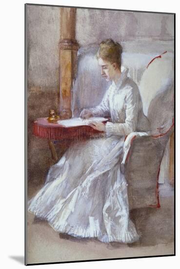 A Woman in White Writing at a Desk, C1864-1930-Anna Lea Merritt-Mounted Giclee Print