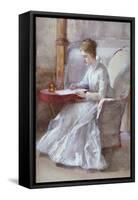 A Woman in White Writing at a Desk, C1864-1930-Anna Lea Merritt-Framed Stretched Canvas