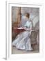 A Woman in White Writing at a Desk, C1864-1930-Anna Lea Merritt-Framed Giclee Print