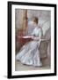 A Woman in White Writing at a Desk, C1864-1930-Anna Lea Merritt-Framed Giclee Print