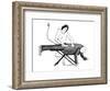 A woman is ironing her husband's suit on an ironing board; he's still wear? - New Yorker Cartoon-Mimi Gnolì-Framed Premium Giclee Print