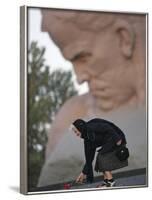 A Woman Lays Flowers on the Unknown Soldier Monument Near the Brest Fortress-null-Framed Photographic Print