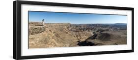 A Woman Looks into the Fish River Canyon in Southern Namibia, Africa-Alex Treadway-Framed Photographic Print