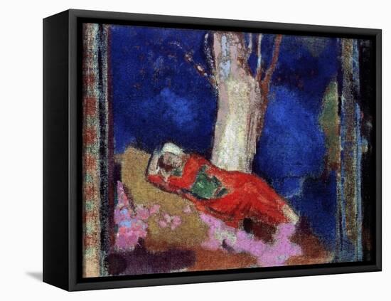 A Woman Lying under the Tree, 19th or Early 20th Century-Odilon Redon-Framed Stretched Canvas