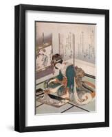 'A woman making a miniature model of Mount Fuji', c1823-Hokusai-Framed Giclee Print