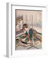 'A woman making a miniature model of Mount Fuji', c1823-Hokusai-Framed Giclee Print