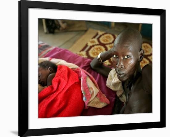 A Woman Manages to Lift Herself from the Bed-null-Framed Photographic Print