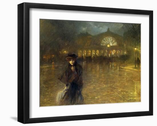 A Woman on a Paris Street at Evening-Lionello Balestrieri-Framed Giclee Print