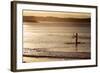 A Woman on a Stand-Up Paddleboard Heads Towards Main Beach, Noosa, at Sunset-William Gray-Framed Photographic Print