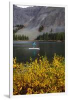 A Woman Paddle Boards On An Inflatable SUP, Alta Lakes Near Telluride, Colorado, San Juan Mts-Ben Herndon-Framed Photographic Print