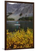 A Woman Paddle Boards On An Inflatable SUP, Alta Lakes Near Telluride, Colorado, San Juan Mts-Ben Herndon-Framed Photographic Print