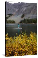A Woman Paddle Boards On An Inflatable SUP, Alta Lakes Near Telluride, Colorado, San Juan Mts-Ben Herndon-Stretched Canvas