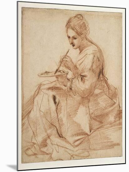 A Woman Painting (An Allegory of Painting)-Guercino-Mounted Giclee Print