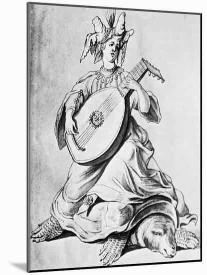 A Woman Playing a Stringed Instrument, Early 17th Century-null-Mounted Giclee Print