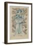 A Woman Playing Cymbals (Pen with Blue and Brown Ink and Watercolour on Discoloured Pale Buff Paper-William Morris-Framed Giclee Print