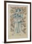 A Woman Playing Cymbals (Pen with Blue and Brown Ink and Watercolour on Discoloured Pale Buff Paper-William Morris-Framed Premium Giclee Print