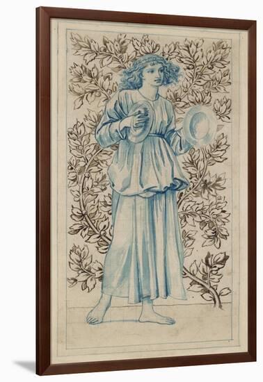 A Woman Playing Cymbals (Pen with Blue and Brown Ink and Watercolour on Discoloured Pale Buff Paper-William Morris-Framed Giclee Print