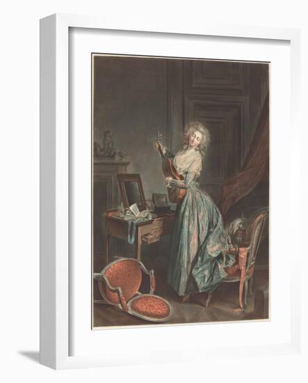 A Woman Playing the Guitar, 1788-9, engraved by Jean-François Janinet-Niclas II Lafrensen-Framed Giclee Print