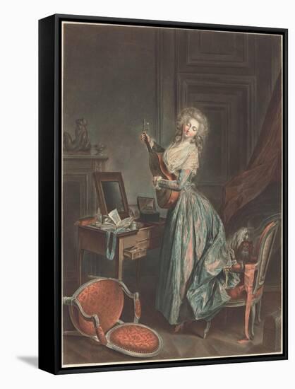 A Woman Playing the Guitar, 1788-9, engraved by Jean-François Janinet-Niclas II Lafrensen-Framed Stretched Canvas