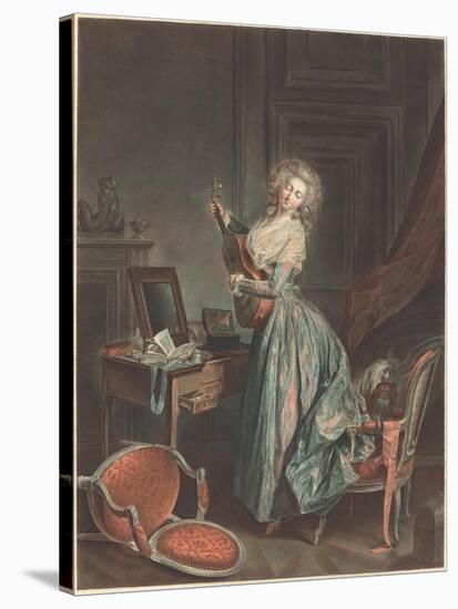 A Woman Playing the Guitar, 1788-9, engraved by Jean-François Janinet-Niclas II Lafrensen-Stretched Canvas