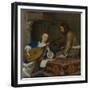 A Woman Playing the Theorbo-Lute and a Cavalier, c.1658-Gerard ter Borch or Terborch-Framed Giclee Print