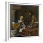 A Woman Playing the Theorbo-Lute and a Cavalier, c.1658-Gerard ter Borch or Terborch-Framed Giclee Print