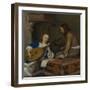 A Woman Playing the Theorbo-Lute and a Cavalier, c.1658-Gerard ter Borch or Terborch-Framed Giclee Print