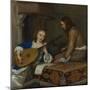 A Woman Playing the Theorbo-Lute and a Cavalier, c.1658-Gerard ter Borch or Terborch-Mounted Giclee Print