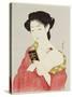A Woman Powdering Her Neck-Ioki Bunsai-Stretched Canvas