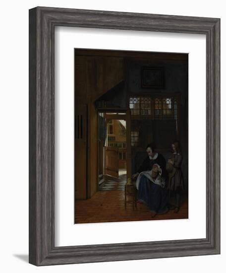 A Woman Preparing Bread and Butter for a Boy, c.1660-3-Pieter de Hooch-Framed Giclee Print