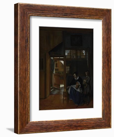 A Woman Preparing Bread and Butter for a Boy, c.1660-3-Pieter de Hooch-Framed Giclee Print