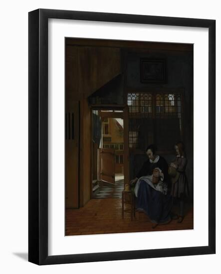 A Woman Preparing Bread and Butter for a Boy, c.1660-3-Pieter de Hooch-Framed Giclee Print