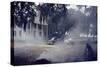 A Woman Rakes and Burns Brush in Front of a Church on Edisto Island, South Carolina, 1956-Walter Sanders-Stretched Canvas