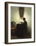 A Woman Reading by Candlelight in an Interior-Peter Ilsted-Framed Giclee Print