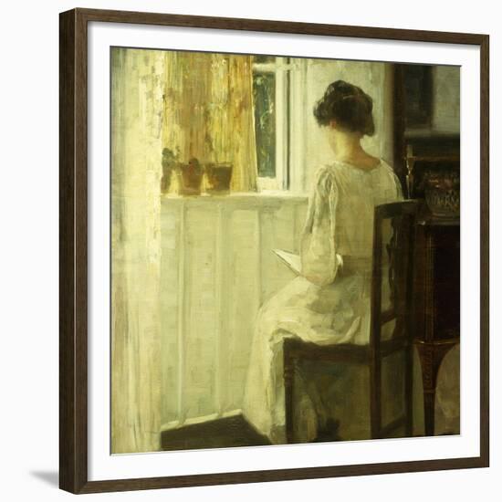 A Woman Reading in a Sunlit Interior-Carl Holsoe-Framed Giclee Print