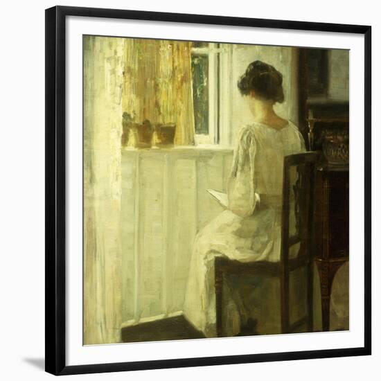 A Woman Reading in a Sunlit Interior-Carl Holsoe-Framed Giclee Print