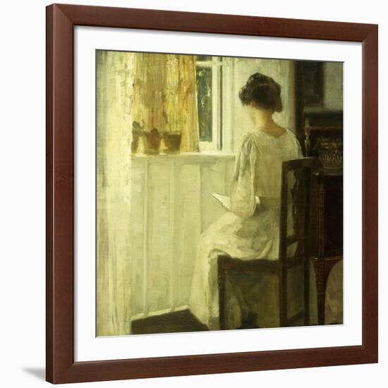 A Woman Reading in a Sunlit Interior-Carl Holsoe-Framed Giclee Print